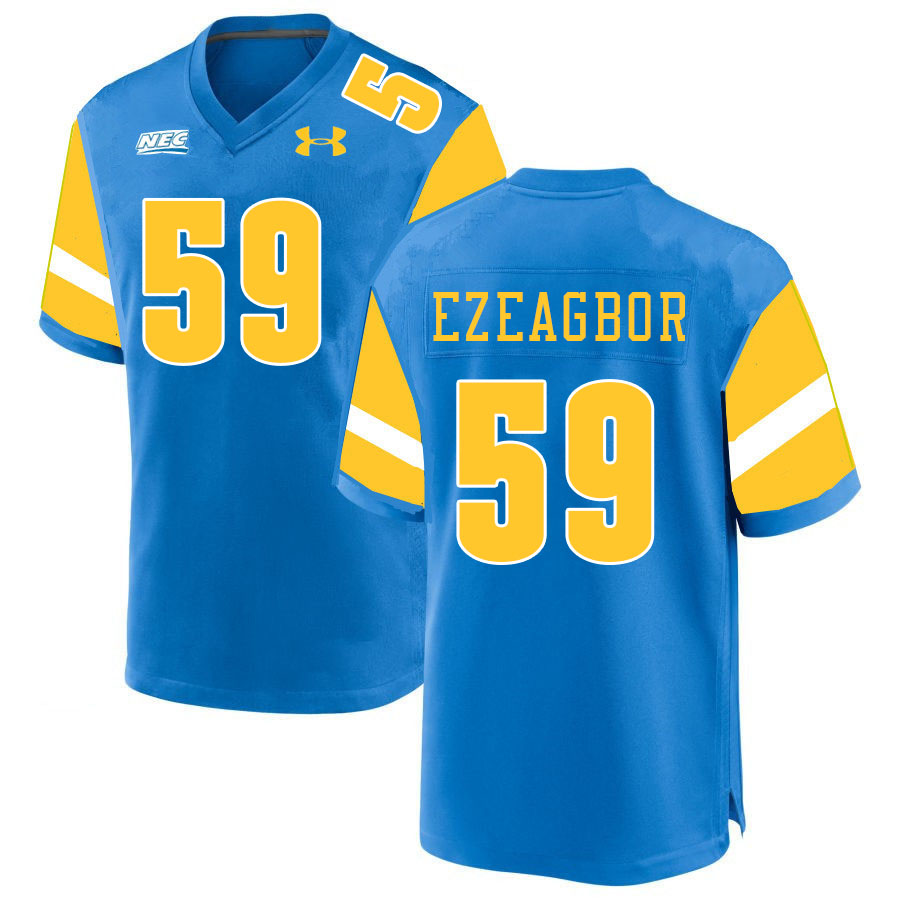 Men #59 Francis Ezeagbor Long Island University Sharks College Football Jerseys Stitched-Blue